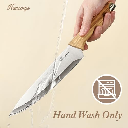 Hancorys Gold Wood 15-Piece Kitchen Knife Set with Block & Sharpener