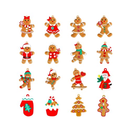 16 Pcs Gingerbread Man Ornaments for Christmas Tree – Soft PVC