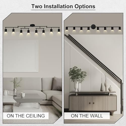 8 Light Track Lighting Fixtures Ceiling - Matte Black, Rotatable Heads, Adjustable Modern LED for Kitchen & Hallway - Variation of THIS listing