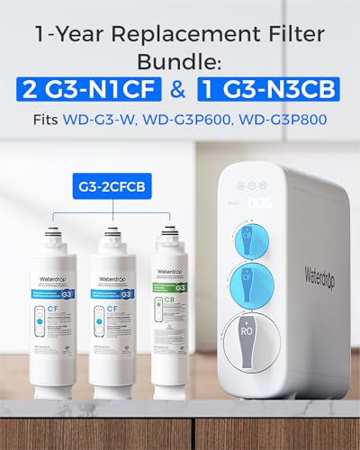 Waterdrop G3-2CFCB Filter, Replacement for G3-W & G3P600 G3P800 RO