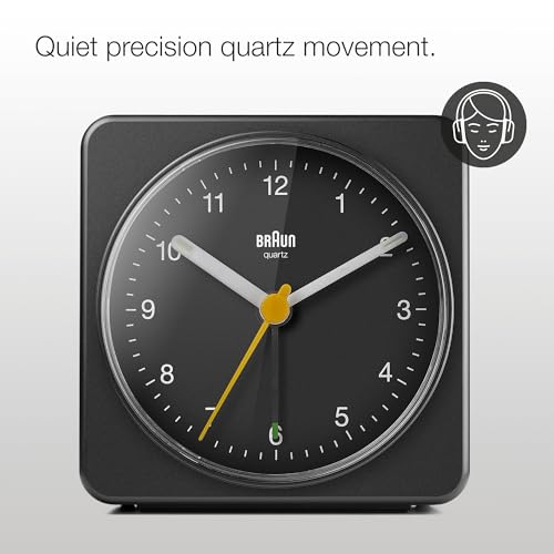 Small Analogue Alarm Clock with Snooze Light & Crescendo Beep - Black