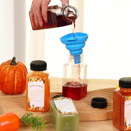 8oz Plastic Juice Bottles with Caps - 56 Pack, Reusable, Leakproof