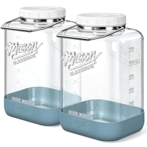 2 Gallon Glass Mason Jar with Airtight Lid - 2 Pack, Square Storage & Fermentation