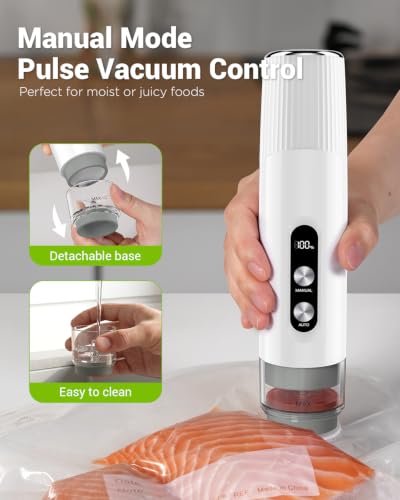 Cordless Food Vacuum Sealer Machine with 30 Reusable Bags - Electric Pump + Variations