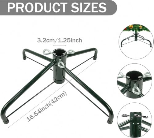 Heavy Duty Folding Christmas Tree Stand for 3-6ft Artificial Trees - Iron Base with 3 Screws, Fits 0.5-1.25 inch Poles, Green