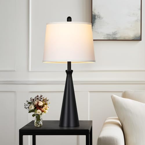 Black 28-Inch Touch-Control Table Lamps Set of 2 with USB Ports - Modern Bedside & Living Room Lighting