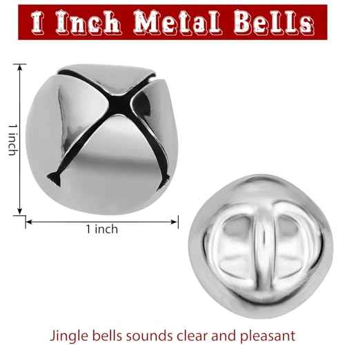 Jingle Bells for Crafts,1 Inch Large Jingle Bells Bulk, 50 Pcs Christmas Craft Bells for DIY Festival Home Wreath Christmas Party Decoration (Silver)