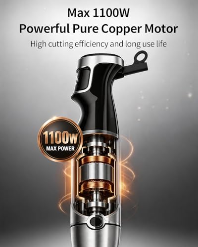 SHARDOR Immersion Blender Handheld, 1100W Hand with Variable Speed,