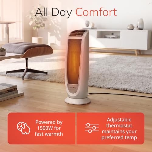 Lasko Oscillating Digital Ceramic Tower Heater - 1500W Home Space Heater with Remote, Timer & Overheat Protection - Medium