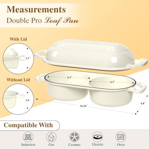 Umite Chef Cream White Double Round Dutch Oven & Bread Proofing Set