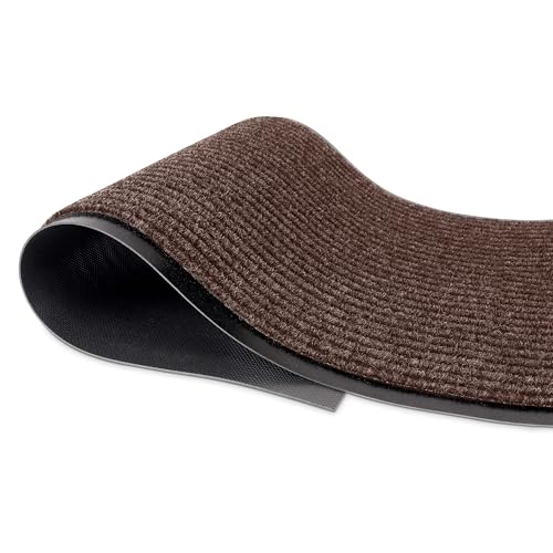 Heavy Duty Rubber Door Mat - Large 4 x 8 Feet Commercial Waterproof Entryway Brown