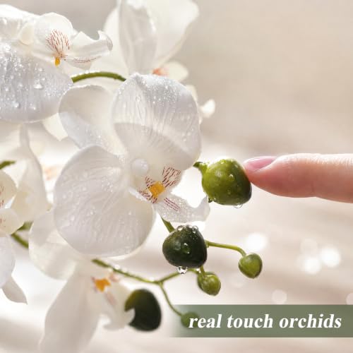 Artificial White Orchid in Pot - Realistic Faux Flower Decor for Home & Office
