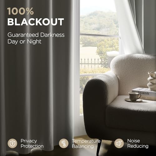 Blackout Curtains 96 Inch Long - 2 Panel White Thermal Insulated Drapes with Rod Pocket & Back Tabs - Pure White, 52" W x 96" L - Variation: Rod Pocket | Pure White / 52" W x 96" L