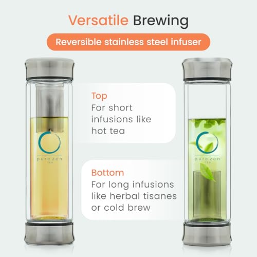 13 oz Tea Infuser Bottle with Stainless Steel Filter - Travel Tea Water Bottle Gift Set