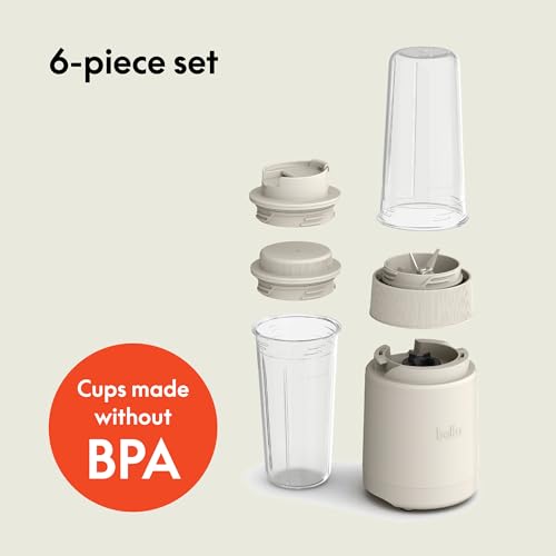 BELLA 6-Piece Portable Rocket Blender & Juicer Set with Oatmilk - 1.7 Cup, BPA Free, 240W