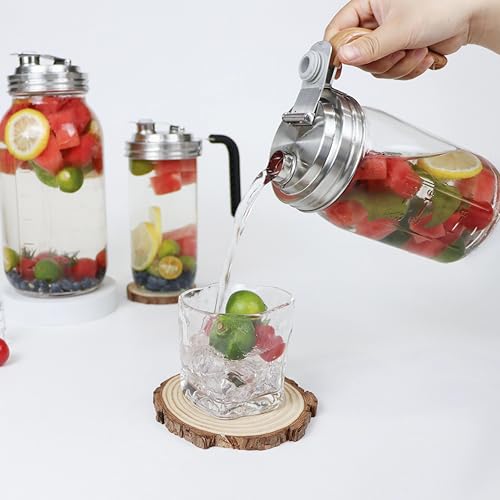 Stainless Steel Mason Jar Lids with Rubber Gasket and Handle,Mason Jar Lids for Wide Mouth,Bottle Cover for Cold Brew Grain Screw Cans Caps (Jars Not Included) (4)