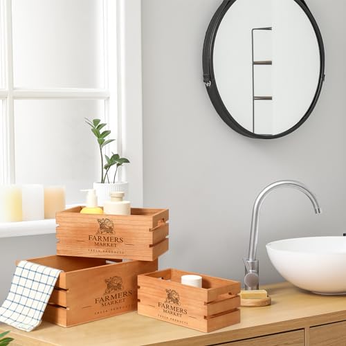 Barydat 5 Pack Rustic Wooden Crates for Storage & Display - Brown, Classic