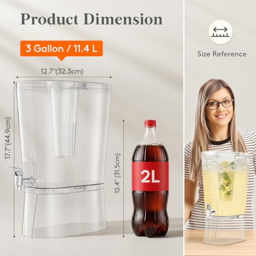 3 Gallon Drink Dispenser with Fruit Infuser & Leak-Proof Spigot - Large Capacity