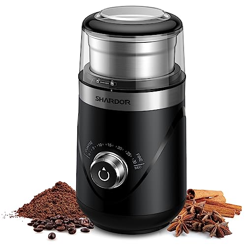 Electric Coffee & Spice Grinder - Silent, Adjustable Coarse to Fine, 1 Removable Stainless Steel Bowl - Black, Variation: Black / 1 Bowl
