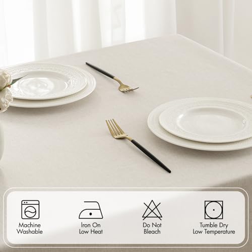 MIULEE Beige Rectangular Tablecloth 60x120 Inch with Decorative Cutouts