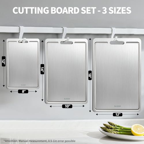Gray 17.32x11.8in Titanium Double-Sided Cutting Board Set with Juice Groove