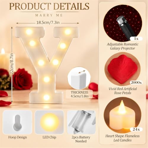 Hortsun Marry Me Light Up Letters Proposal Decorations - Red Variation