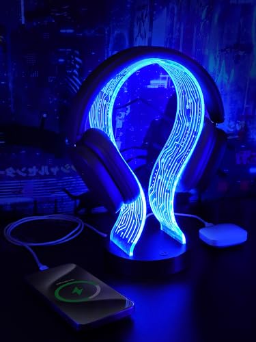 Light Up Headphone Stand for Gamers - Black with LED Ambiance