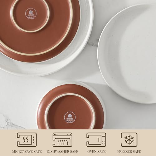 MALACASA 12-Piece White Dinnerware Set for 4 Modern Stoneware Kitchen - Series TARA