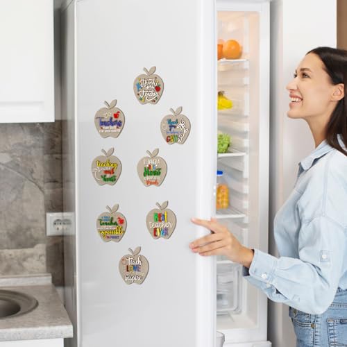 Xuhal 8 Pcs Large 3D Christmas Magnets Gifts Bulk Teacher Appreciation Gifts Set Thank You Present for Women Men 3.5 x 3.5'' Wooden Fridge Magnets for Christmas Thanksgiving Holiday Gift