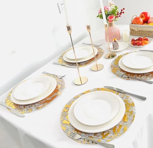 Black Gold Disposable Placemats 13 Inch - 100 Pack Metallic Foil Doilies for Christmas & Party Tables (Zulaniu)