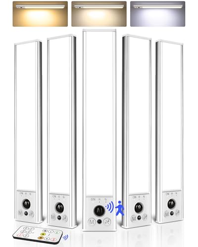 EZVALO 10 Inch 5-Pack Rechargeable Magnetic Under Cabinet Lights with Dimmable & 3 Color Temp, Wireless Motion Sensor & Remote