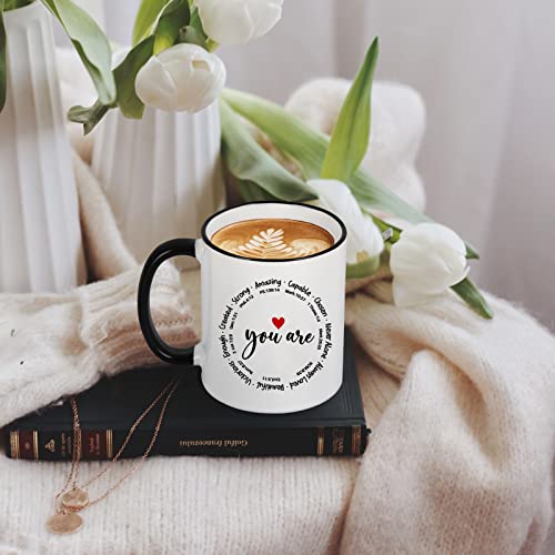 Christian Coffee Mug Gift for Women Black Handle 11oz Inspirational Faith Gift
