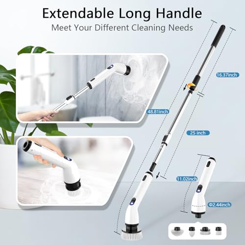 TUYU Electric Spin Scrubber Black – Cordless Bathroom & Home Cleaning Brush