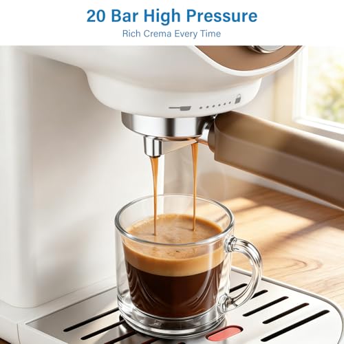 White Compact Espresso Machine with Milk Frother - XIXUBX