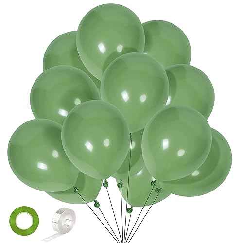 CANREVEL Sage Green Balloons - 50pcs 12 Inch Olive Green Latex Balloons for Birthday Party Baby Shower Wedding Christmas Holiday Balloon Jungle Decorations