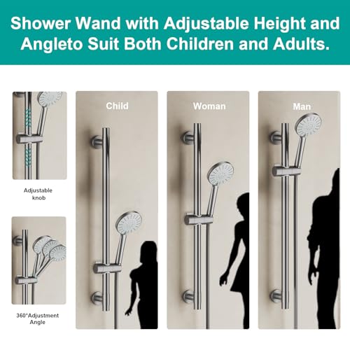 Adjustable Shower Slide Bar with Handheld Head & Hose - Brushed Nickel