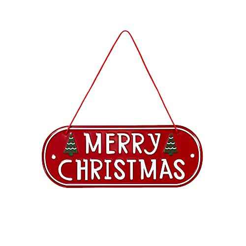 Merry Christmas Metal Hanging Sign Christmas Tree Ornaments, 12"x 5"