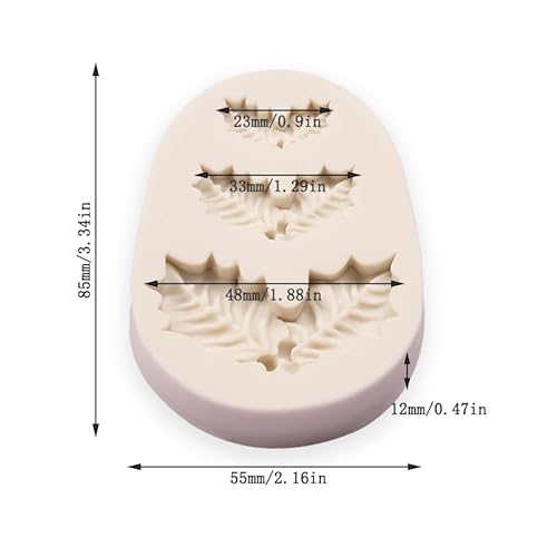 4Pcs Christmas Holly Leaves Silicone Molds for DIY Cake Fondant Biscuit Cookies Soap Sugar Pudding Chocolate Hard Candies Dessert Candle Decor