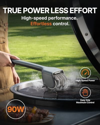 Electric Grill Brush with Anti-Stall Tech - Bristle-Free, Silver Grey