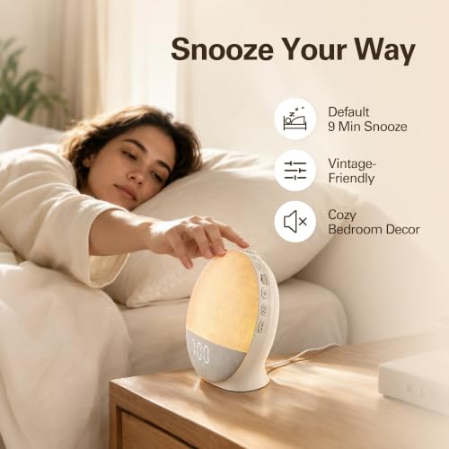 Sunrise Alarm Clock with White Noise Machine Beige Linen - Bluetooth Sleep Aid
