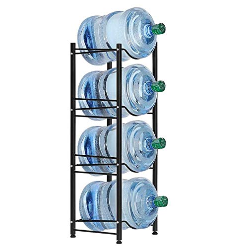 Heavy Duty Water Cooler Jug Rack - 4-Tier Black Water Bottle Organizer for 5 Gallon Dispensers
