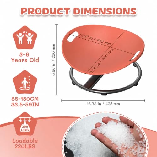 Pozoera Sensory Spinning Chair for Kids Orange Safety Handle Kids Play