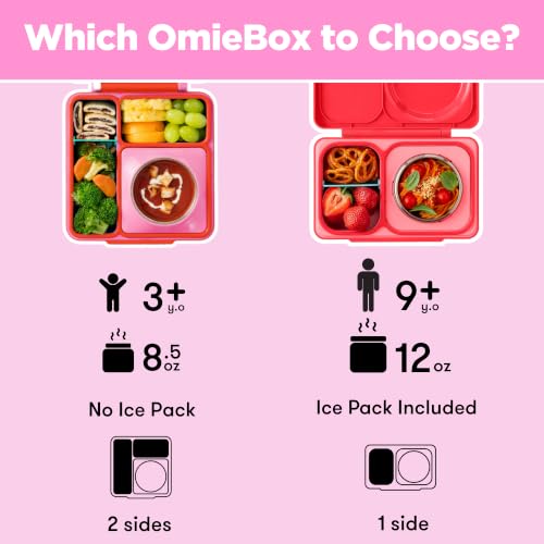 OmieOmieBox Kids Insulated Leakproof Bento Lunch Box with Food Jar 8.5oz Pink Berry Pack of 2