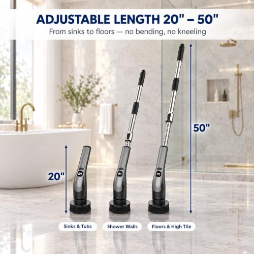 Electric Spin Scrubber Cordless Cleaning Brush with Long Handle - Dark Blue