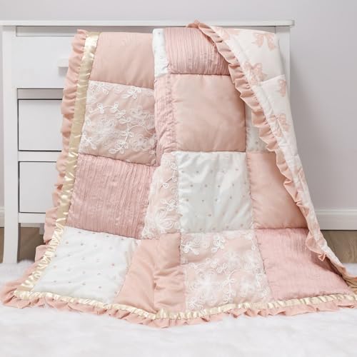 The Peanutshell 3-Piece Baby Crib Bedding Set for Girls - Pink & Gold Nursery Decor