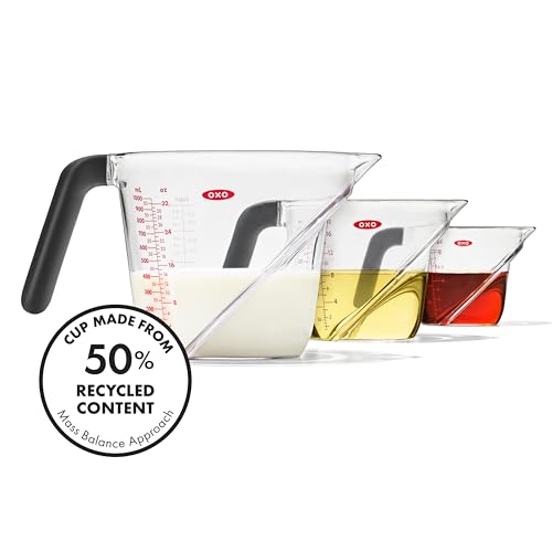 Measuring Cups Set - Angled 3-Piece Kitchen Liquid Measuring Spoons - Multi Size