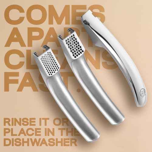Gourmet Easy Garlic Press Combo No Peel Stainless Steel Dual Plate Kitchen Tool