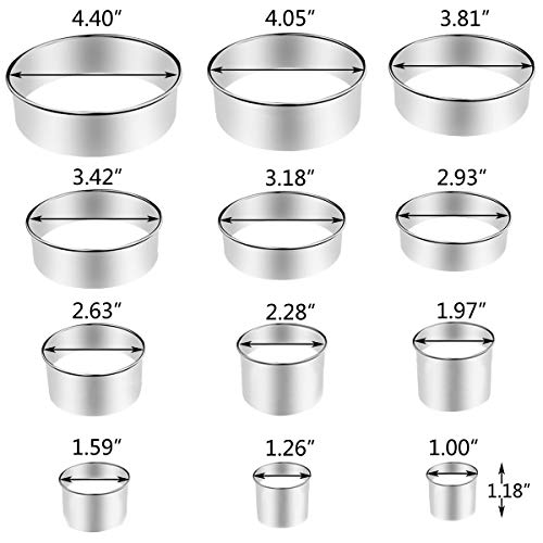 TTSAM 12-Piece Round Cookie Cutter Set Stainless Steel Baking Molds - Variation: Round