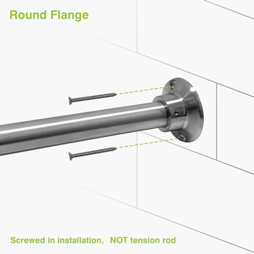 Naiture 304 Stainless Steel 60-Inch Shower Curtain Rod - Brushed Nickel - Seamless, Rust-Proof, Heavy Duty