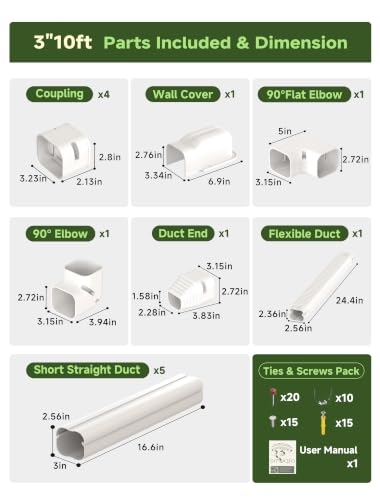 Mini Split Line Set Cover 3" 10Ft with Easy Installation & Instruction - Variation of THIS listing